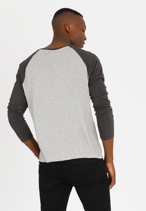 Brave Soul - Rasmus Crew Neck Raglan Top Grey Melange