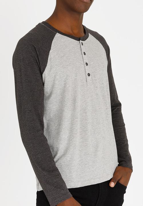 Brave Soul - Rasmus Crew Neck Raglan Top Grey Melange