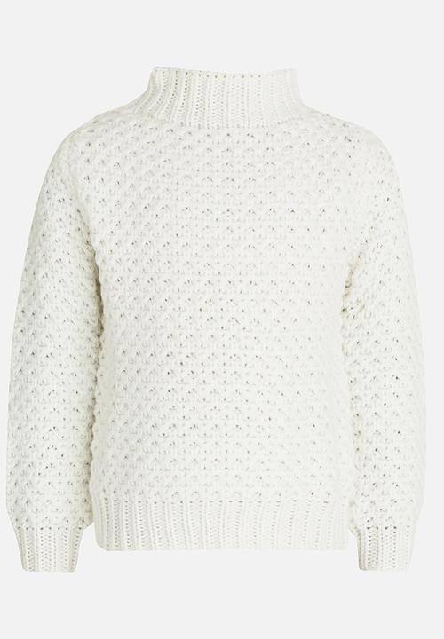 Pop Candy - Lurex stand collar sweater - white