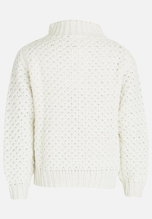 Pop Candy - Lurex stand collar sweater - white