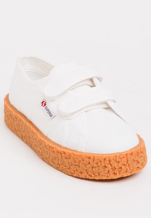SUPERGA - Velcro strap sneaker with gum sole - white 