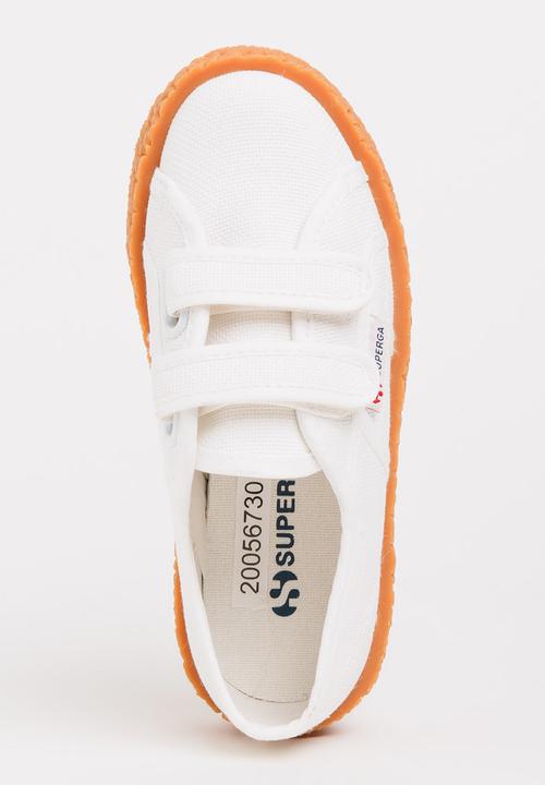 SUPERGA - Velcro strap sneaker with gum sole - white 