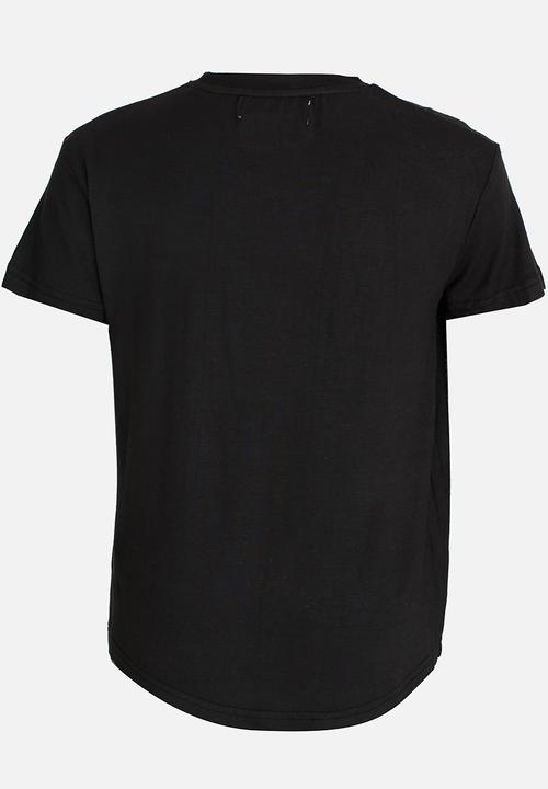 MINOTI - Longer Length Tee with Raw Edge Chest Pocket Black