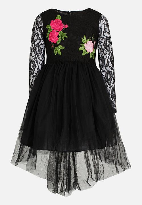 Pop Candy - Printed Long Sleeve Dress Black