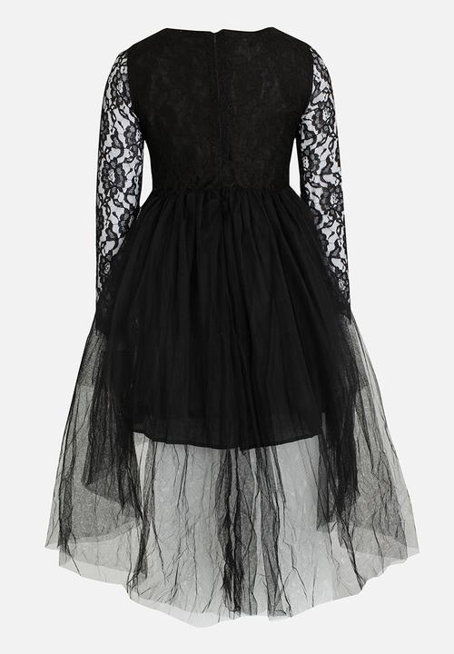 Pop Candy - Printed Long Sleeve Dress Black