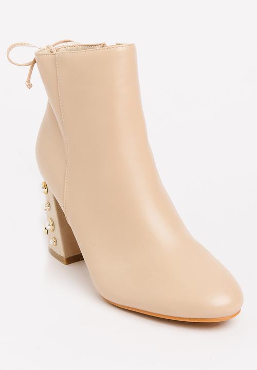 Dolce Vita - Vienna Embellished Heel Ankle Boots Nude