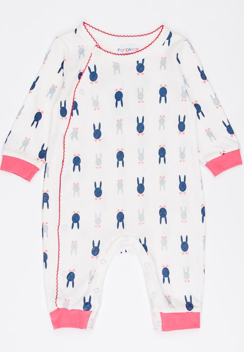 Pop Candy - Printed bunny sleepsuit - white