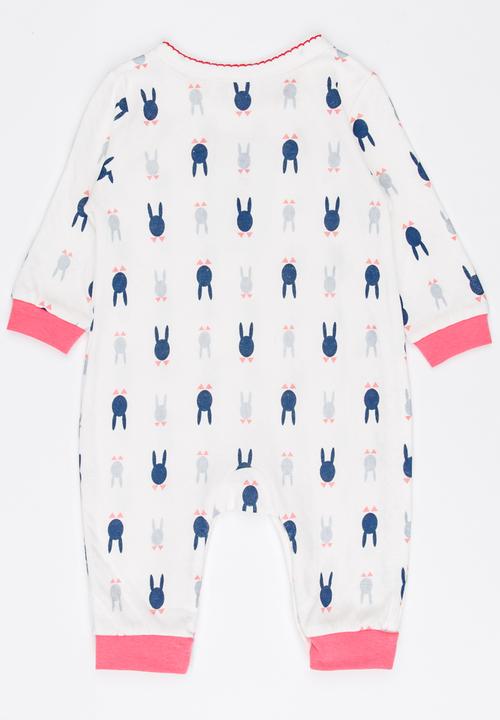 Pop Candy - Printed bunny sleepsuit - white