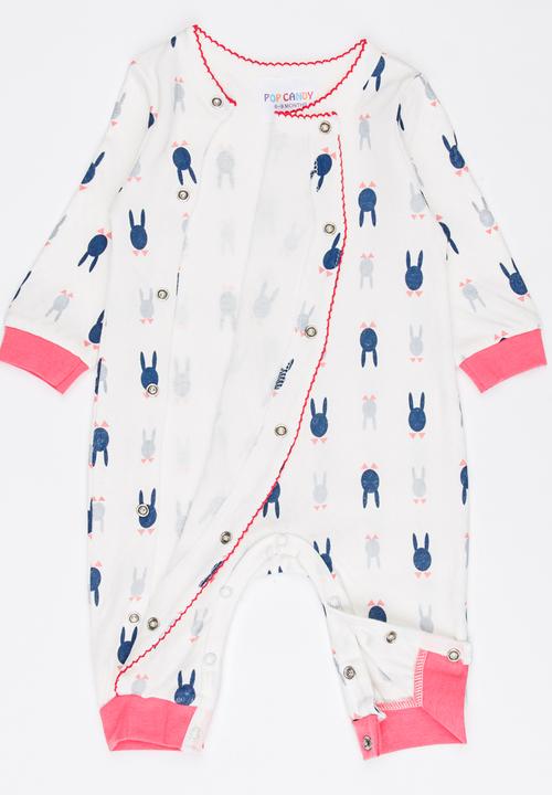 Pop Candy - Printed bunny sleepsuit - white
