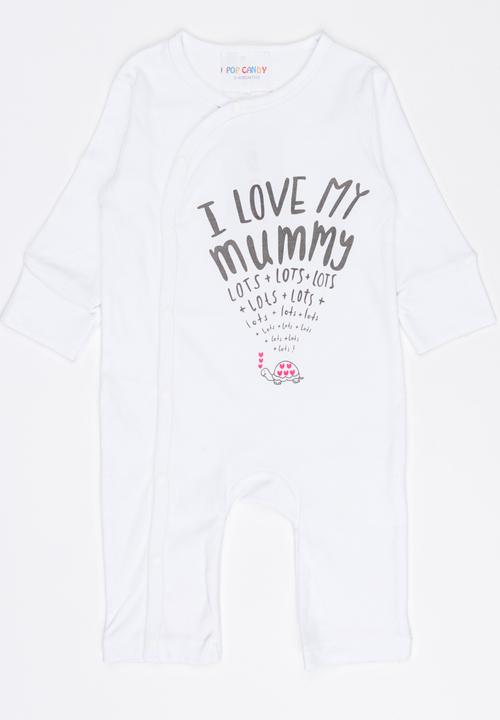 Pop Candy - Printed I love my mummy bodysuit - white