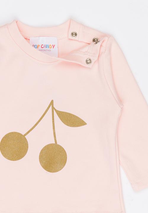 Pop Candy - Long Sleeve Printed Tee Pale Pink