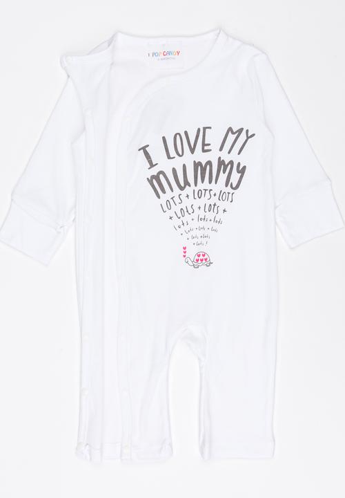 Pop Candy - Printed I love my mummy bodysuit - white