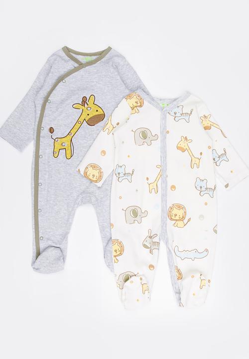 Pop Candy - 2 Pack Printed Bodysuit Set White