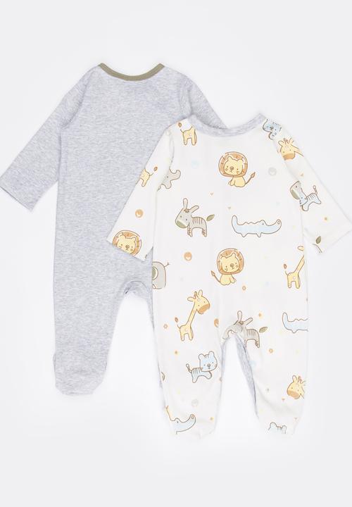 Pop Candy - 2 Pack Printed Bodysuit Set White