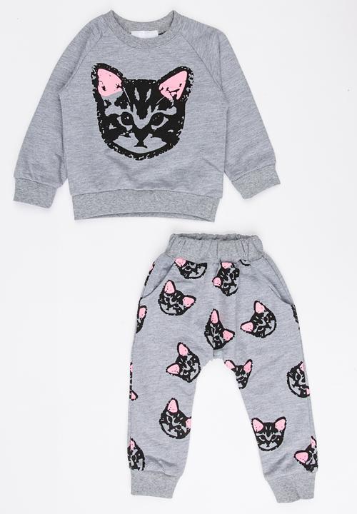 Pop Candy - Printed 2 Piece Set Grey