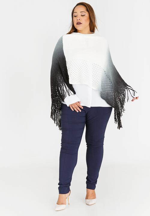 Joy Collectables - Ombre Lattice Poncho Black and Grey