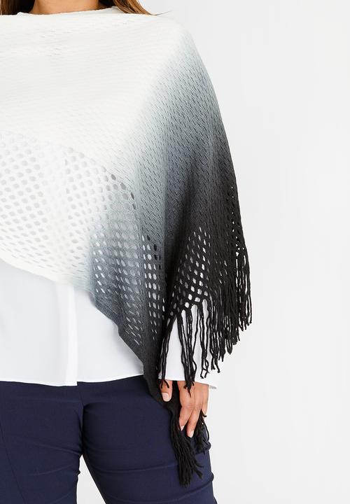 Joy Collectables - Ombre Lattice Poncho Black and Grey