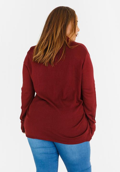 edit Plus - Shawl collar Cardi Burgundy