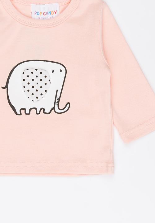 Pop Candy - Long Sleeve Printed Tee Pale Pink