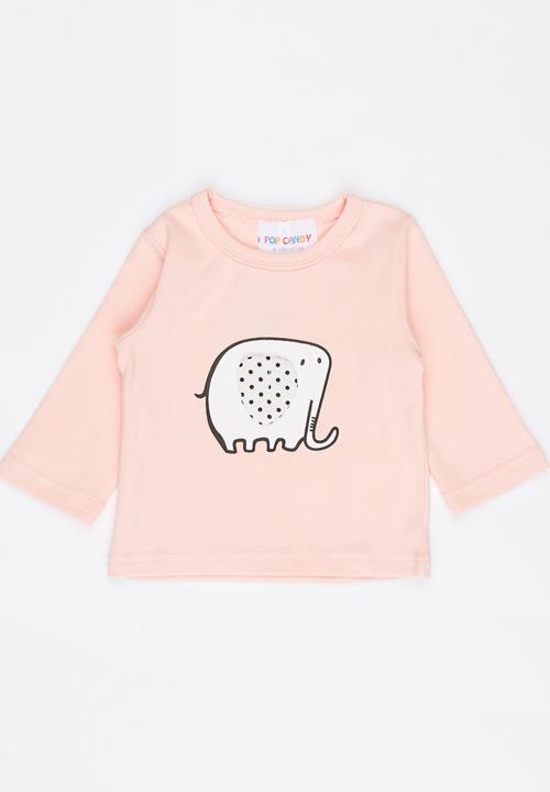 Pop Candy - Long Sleeve Printed Tee Pale Pink