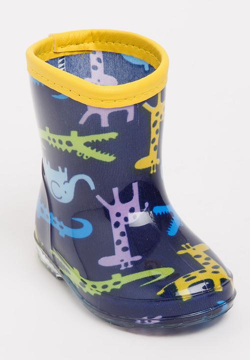 Pop Candy - Animal printed boot - blue & yellow