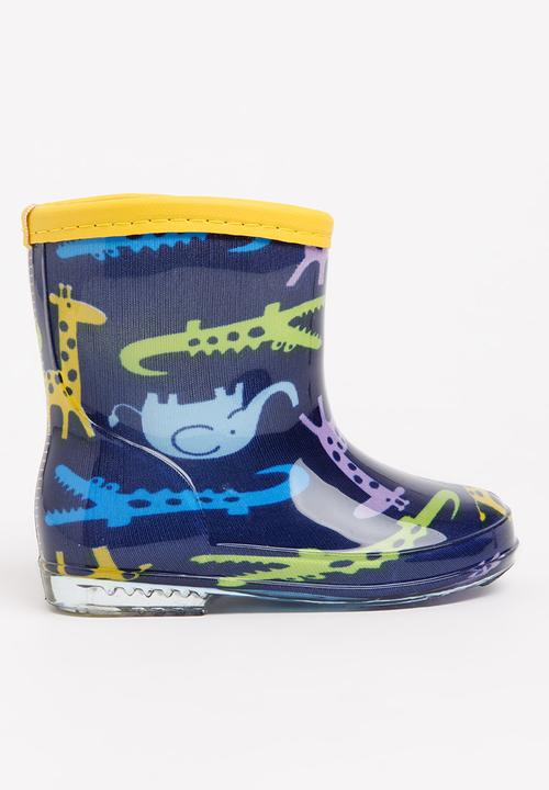 Pop Candy - Animal printed boot - blue & yellow