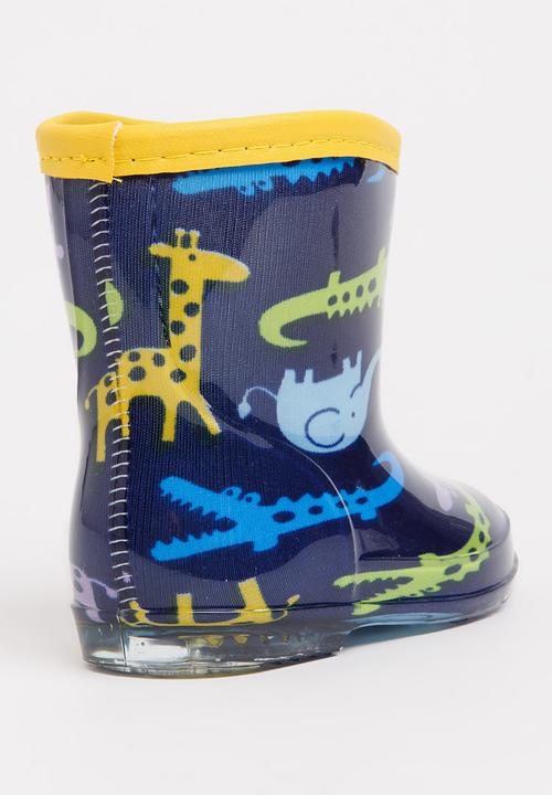 Pop Candy - Animal printed boot - blue & yellow