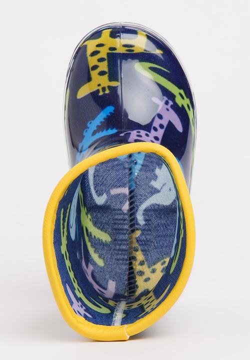 Pop Candy - Animal printed boot - blue & yellow