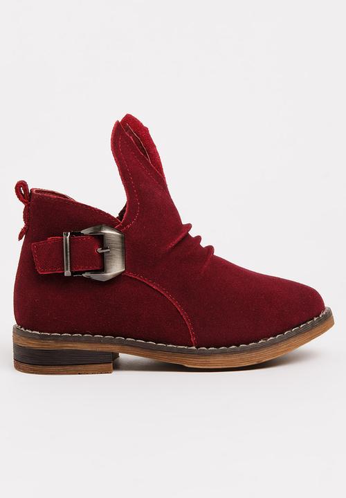 Pop Candy - Girls Suede Ankle Boot Burgundy