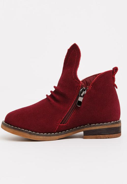 Pop Candy - Girls Suede Ankle Boot Burgundy