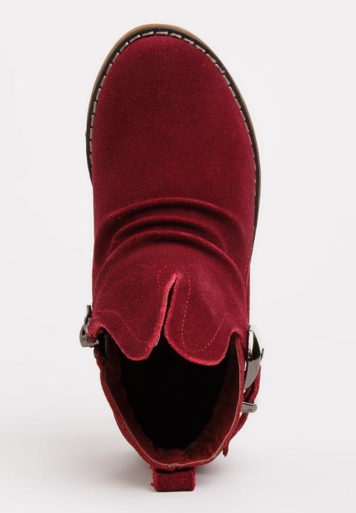 Pop Candy - Girls Suede Ankle Boot Burgundy