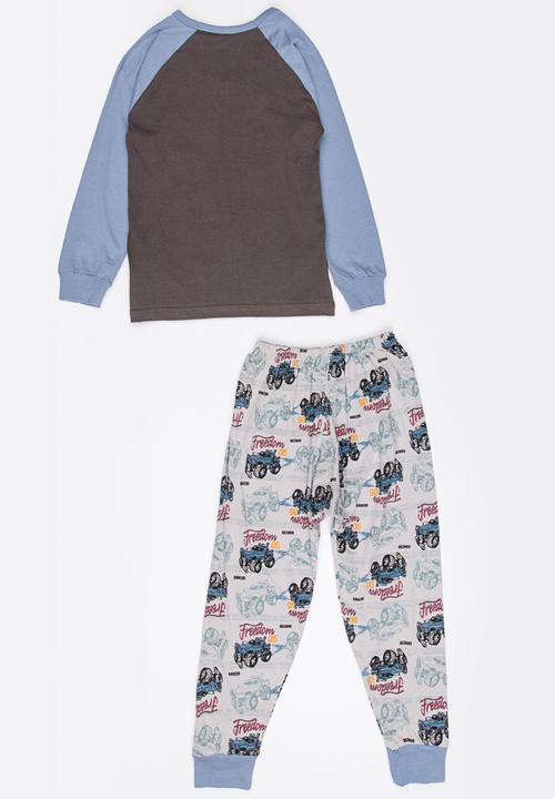 Pop Candy - Stunt driver printed  pj set - mid blue