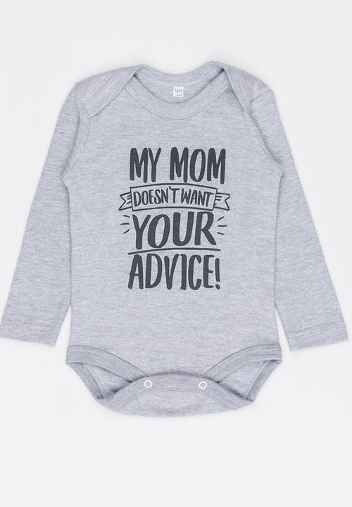 Funky Shop - Slogan Baby Grow Grey Melange
