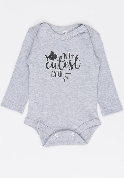 Funky Shop - Cutest catch baby grow - grey