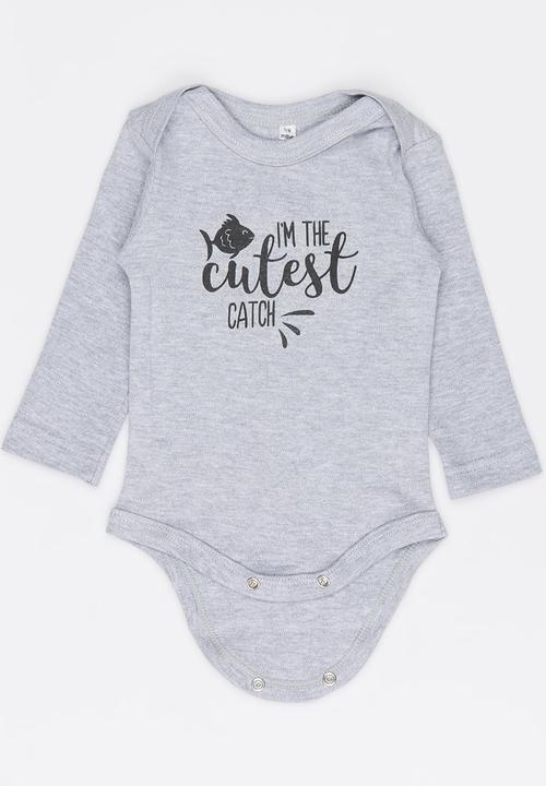 Funky Shop - Cutest catch baby grow - grey