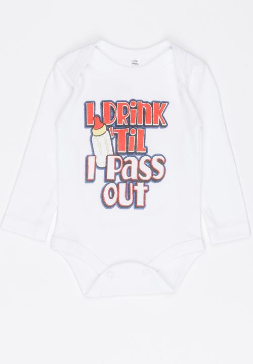 Funky Shop - Printed slogan baby grow - white 