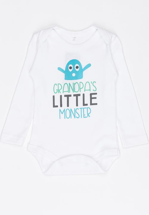 Funky Shop - Little monster baby grow - white