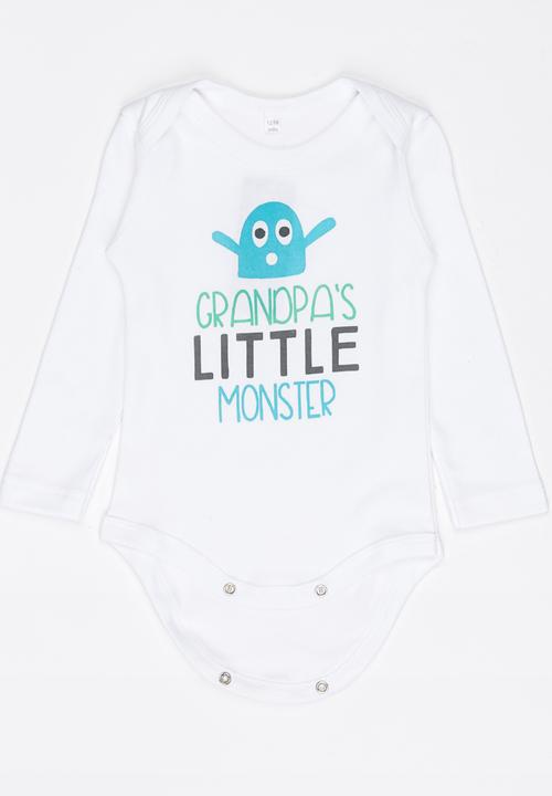 Funky Shop - Little monster baby grow - white
