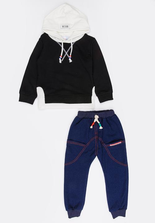 Pop Candy - Printed Hoodie Sweat Set Navy