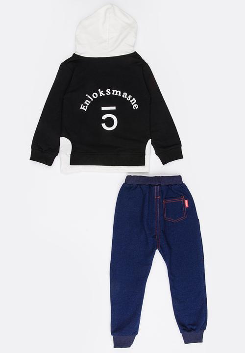 Pop Candy - Printed Hoodie Sweat Set Navy