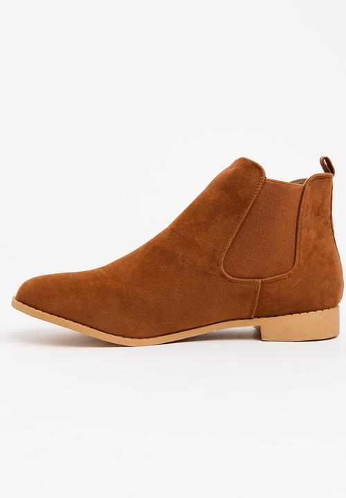 Brave Soul - Ankle Chelsea Mock Suede Boots Tan