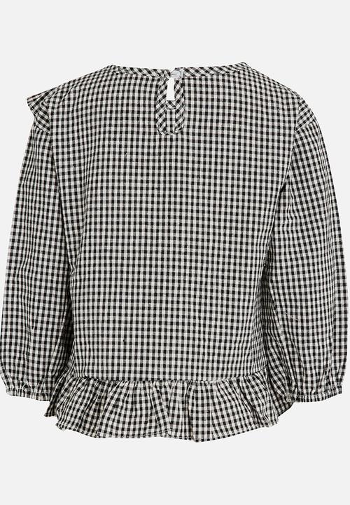 Pop Candy - Printed Frill Blouse Grey