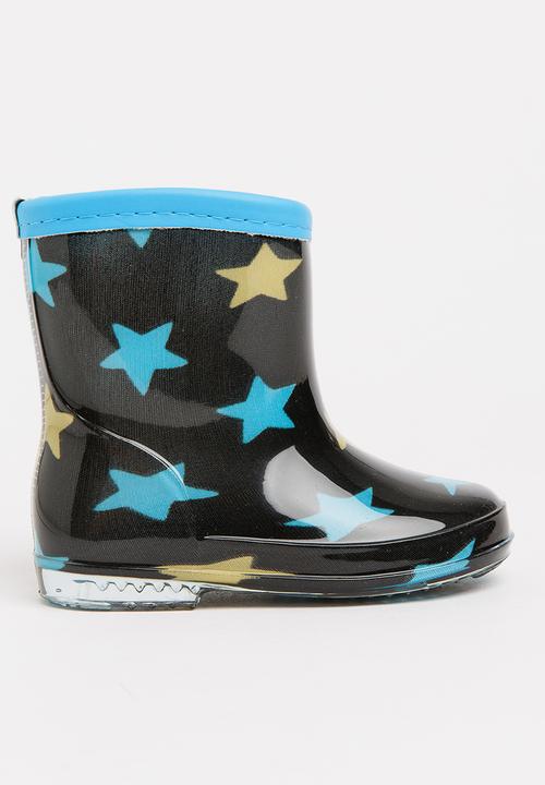 Pop Candy - Star printed boot - black & blue 
