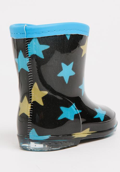 Pop Candy - Star printed boot - black & blue 