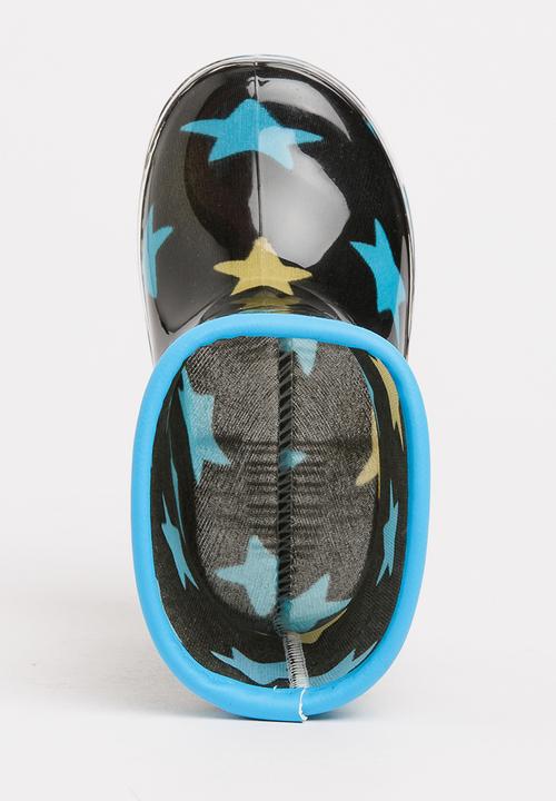 Pop Candy - Star printed boot - black & blue 