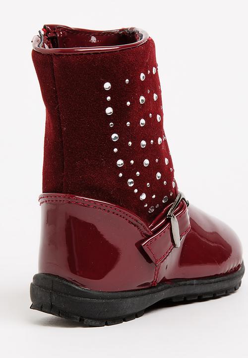 Pop Candy - Embellished Boots Burgundy