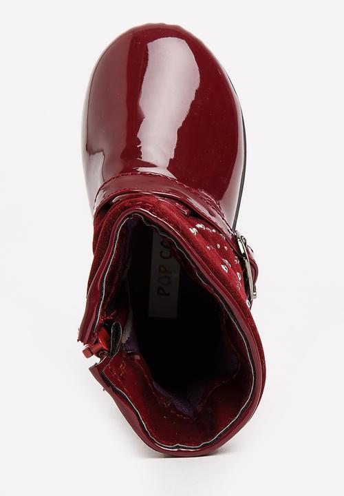 Pop Candy - Embellished Boots Burgundy