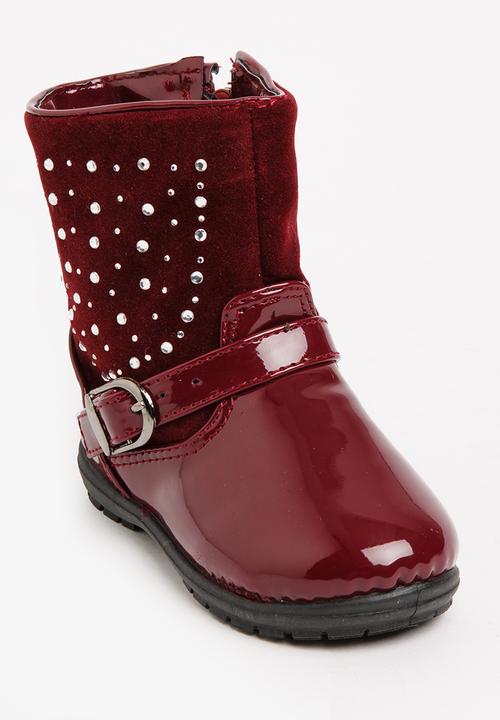 Pop Candy - Embellished Boots Burgundy
