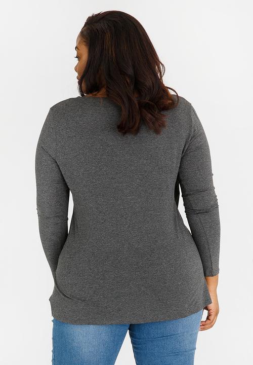 STYLE REPUBLIC PLUS - Wrap Top Charcoal