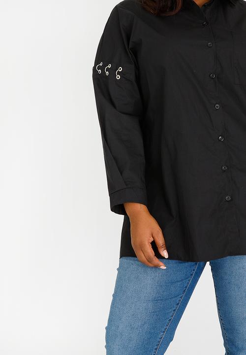 STYLE REPUBLIC PLUS - Piercing Sleeve Shirt Black